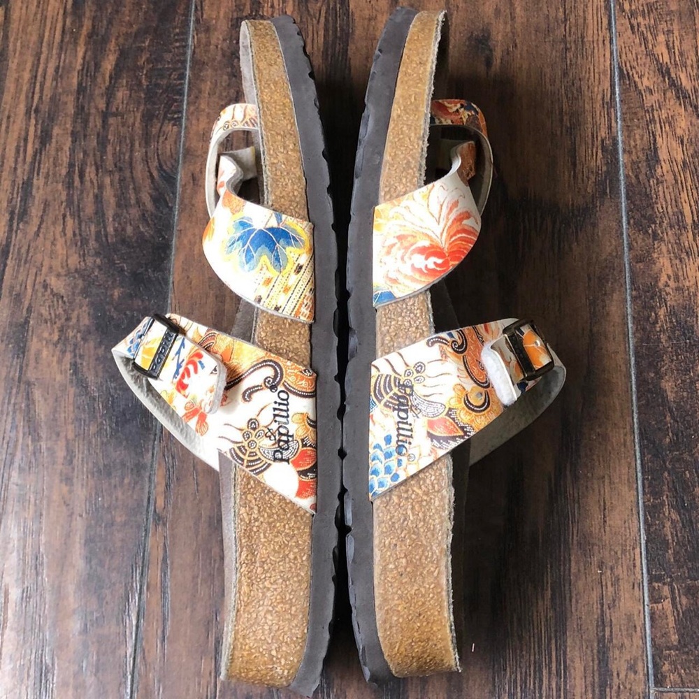 Papillio Birkenstock Mayori Tabora Floral Tropical Garden Slides Sandal Toe Loop - Picture 3 of 5